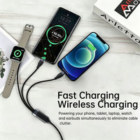 Cable USB C 3 en 1 de Carga Rápida de 100W OEM, Cable de Carga Múltiple con Trenzado de Nailon y Cargador Magnético para Reloj, Compatible con Apple Watch y Samsung