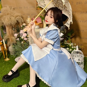 Abito blu <span class=keywords><strong>principessa</strong></span> di Alice <span class=keywords><strong>da</strong></span> <span class=keywords><strong>donna</strong></span> francese Lolita <span class=keywords><strong>da</strong></span> cameriera abito <span class=keywords><strong>da</strong></span> festa Vintage di Halloween - Product Image 3