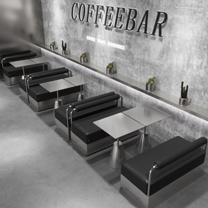 Muebles Modernos para Restaurantes, Mesas y Sillas de Acero Inoxidable Resistentes, Montables en la Pared, para Cafeterías - Product Image 4