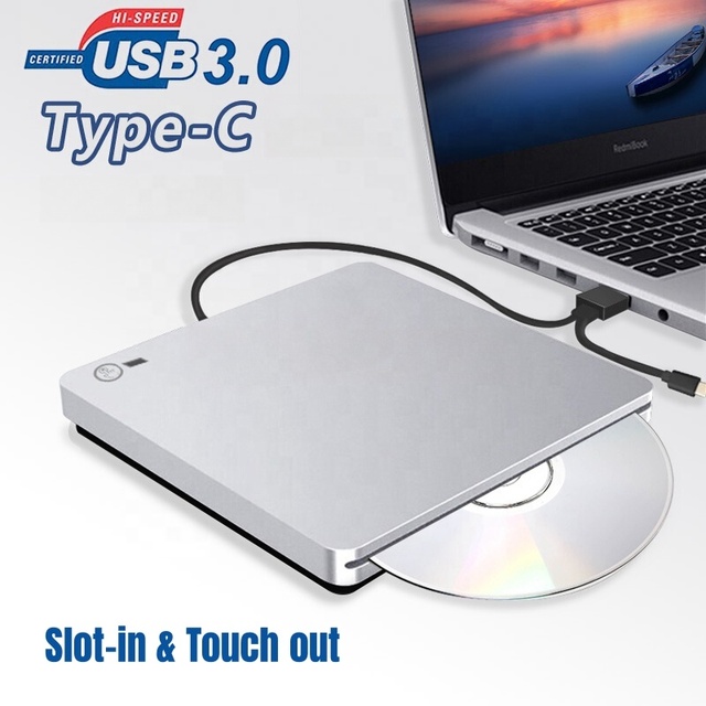 External Slim DVD CD Burner Portable External Touchu Out DVD CD Drive Writer for Laptop Desktop