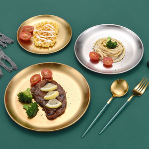 ถาดกลมสแตนเลสสีเงินไทเทเนียมทองขัดเงา สำหรับใช้ในครัว ร้านอาหาร งานเลี้ยง - Product Image 3