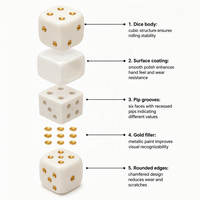 Jeu de dés miniatures à 6 faces, écologiques, pour les soirées de jeux, les jeux de société, avec pochette portable, utilisation amusante, pour cadeau/vente au détail, surface lisse