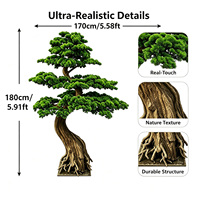 Arbre de pin artificiel résistant aux UV, 180 cm, faux bonsaï résistant au soleil pour terrasse extérieure, balcon, toit, jardin, aménagement paysager