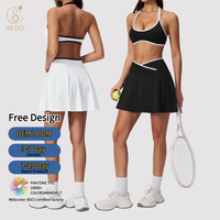 Maßgeschneiderte Sportbekleidung: Halter-Golf-BH & Atmungsaktives, Dehnbares 2-Teiliges Tennisrock-Set für Damen mit Eingebauten Shorts – „Naked Feel“-Komfort