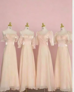 S0213Y Nouvelle <span class=keywords><strong>Robe</strong></span> de <span class=keywords><strong>Demoiselle</strong></span> <span class=keywords><strong>d</strong></span>'<span class=keywords><strong>Honneur</strong></span> Longue Coupe Évasée Taille Naturelle Été Respirante Confortable Couleurs Champagne ou Bleu - Product Image 5