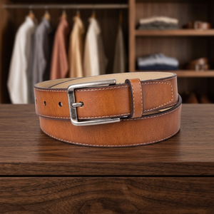 BS INTERNATIONAL Ceinture unisexe en cuir de vachette avec boucle ardillon carrée motif crâne en acier robuste, écologique, légère et imperméable - Product Image 1