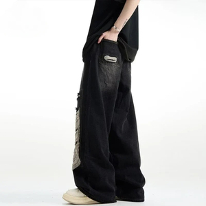 Pantalones Vaqueros Anchos de Mezclilla Lavada para Hombre KingSen OEM, Estilo Desgastado, Rotos y Deshilachados, Pantalones Retro de Pierna Ancha para Streetwear - Product Image 5