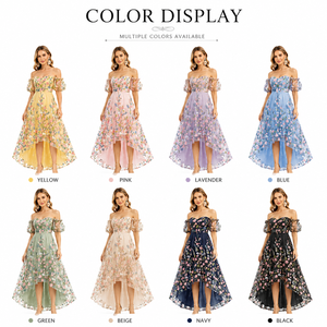 Robe midi élégante et sexy à fleurs, épaules dénudées, coupe ajustée, tissu en mousseline de soie légère et douce, robe de cocktail pour soirée - Product Image 2