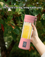 Nuevo Modelo de Vaso Mezclador Portátil Tipo-C de 380 ml, Libre de BPA, de Acero Inoxidable, con Logotipo Personalizado, Exprimidor de Frutas para el Hogar, Viajes y Actividades al Aire Libre