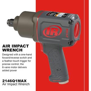 Clé à chocs pneumatique Ingersoll Rand 2146Q1MAX à entraînement de 3/4 pouces, design silencieux avec poignée pistolet, couple de 2000 pi-lb - Product Image 2