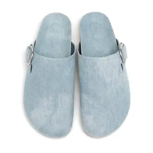 2024 tùy chỉnh denim Guốc mules thoải mái đi bộ ngoài trời phong cách giày với thiết kế giản dị nhà sản xuất cung cấp tùy chỉnh khóa