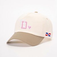 Gorra de Béisbol Bicolor Rosa y Blanca con Bordado de Letras, Unisex, Ajustable, de Algodón, para Deportes y Uso Casual al Aire Libre