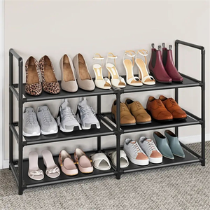 Étagère à chaussures simple, pliable, écologique et durable : Étagère de rangement intérieure multi-niveaux en métal sur pied - Product Image 5