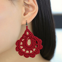 Pendientes Colgantes Vintage en Forma de Lágrima, Hechos a Mano con Flores de Crochet, Casuales para las Cuatro Estaciones, para Mujer, Joyería para Fiestas de Verano en la Playa, Regalos