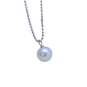 Collier avec pendentif en perle d'eau douce blanche de 13-14 mm pour femmes, collier minimaliste en argent S925 avec une forte luminosité et des défauts discrets - Product Image 5