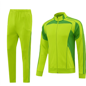 ชุดวอร์มแบบ unisex สีเหลืองกรมท่า ตัดต่อสีสัน แจ็คเก็ตซิปเต็มตัว กางเกงจ็อกเกอร์ สไตล์สปอร์ต ระบายอากาศได้ดี ซับในผ้าฟลีซโพลีเอสเตอร์/คอตตอน - Product Image 2