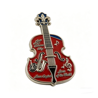 Badge en métal émaillé personnalisé en forme de violon, écusson souvenir de musique jazz, emblème 2D pour cadeau de voyage
