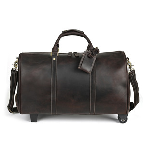 2025 Retro Leather Travel <strong>Bag</strong> Outdoor Cowhide Trolley Luggage <strong>Bag</strong> Oil Leather Portable Luggage <strong>Bag</strong> for Men - Product Image 1