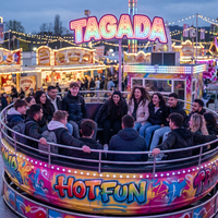 Manège Tagada avec remorque, équipement de divertissement extérieur pour adultes, manège de parc d'attractions, Crazy Disco Tagada à vendre