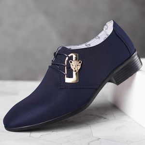 Chaussures habillées pour hommes, bleu marine, style Oxford, à enfiler, bout rond, doublure en coton, semelle extérieure en caoutchouc, semelle intermédiaire en EVA, pour le bureau et les occasions professionnelles, toutes saisons - Product Image 1