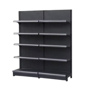 Rak <span class=keywords><strong>Display</strong></span> Supermarket yang Dapat Disesuaikan, Rak Logam Hitam dengan Papan Pegboard untuk Kompatibilitas Pengait - Product Image 6
