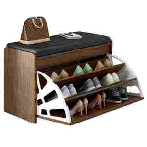 Tùy chỉnh lối vào tủ giày thoải mái băng ghế dự bị ghế gỗ khung PU bọc xốp điền vào nhà giá giày - Product Image 5