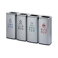 Poubelle rectangulaire commerciale en acier inoxydable de 30 L avec couvercle ouvrant, pour tri sélectif, idéale pour hôtels et cuisines intérieures