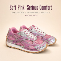 Vente en gros de baskets en mesh personnalisées avec logo, baskets roses respirantes pour femmes, chaussures de course tendance, semelle en caoutchouc antidérapante, REACH OEM ODM