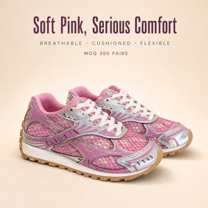 Sneakers Chunky in Rete con Logo Personalizzato, Scarpe da Corsa Rosa Traspiranti per <span class=keywords><strong>Donna</strong></span>, Suola in Gomma Antiscivolo, REACH OEM ODM - Product Image 4