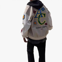 Jaket Fleece Baseball Retro Pria Wanita Musim Dingin Gaya Baru Longgar Panjang Model Sambung Dapat Disesuaikan Bordir Huruf Pilihan di Bagian Depan