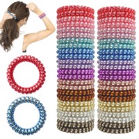 Élastiques à cheveux en fil téléphonique métallique pour filles, attaches spirales multicolores, élastiques extensibles pour queue de cheval, cadeaux de fête