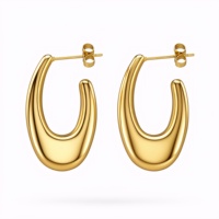 Boucles d'oreilles creuses en acier inoxydable électroplaqué style INS euro-américain, dorées en titane, pour femmes
