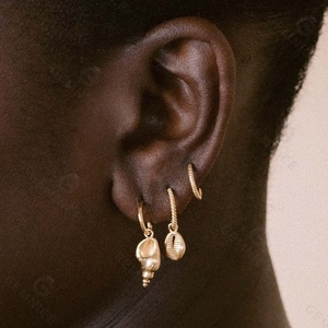 Bijoux de <span class=keywords><strong>mode</strong></span> Gemnel, boucles d'oreilles tendance, argent 925 plaqué or, coquillage classique, boucles d'oreilles créoles d'été, océan - Product Image 2