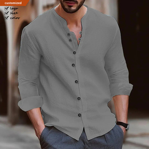 <span class=keywords><strong>Camicia</strong></span> da <span class=keywords><strong>uomo</strong></span> casual in cotone e <span class=keywords><strong>lino</strong></span>, stile cinese, minimalista europeo e americano, retrò, a maniche lunghe, vestibilità ampia - Product Image 1