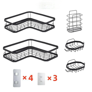Modern <strong>Wall</strong> Mounted Dish Storage <strong>Holder</strong> Free Punch Storage Rack Bathroom Black Stainless Steel <strong>Wire</strong> Soap <strong>Holder</strong> - Product Image 1