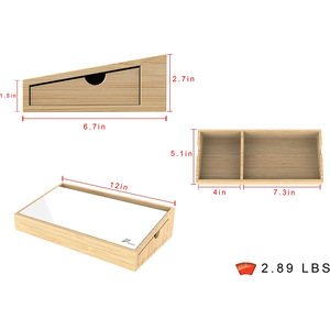 Organizador de escritorio de bambú con soporte para teléfono y cajón de almacenamiento para uso en oficina - Product Image 5