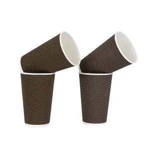 Koffie Papier Cup Nieuw Ontwerp 16 Oz Custom Gedrukt Eco Vriendelijke Triple Rimpel Muur 3 Laags Wegwerp Warme Drank Koffie Papier Cup