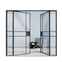 Porte battante en aluminium et verre pour maison, avec fermeture silencieuse et anti-pincement, installation facile, design personnalisé