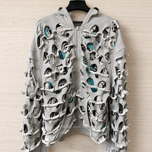 Felpa con cappuccio oversize in alpaca 500GSM all'ingrosso OEM, in cotone felpato con taglio cut-out, lavaggio acido, stile <span class=keywords><strong>rock</strong></span>, sportiva, invernale, con zip, di lusso - Product Image 1
