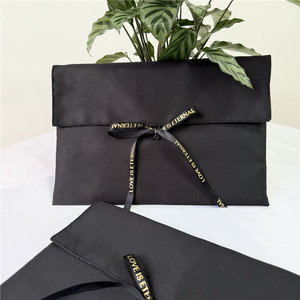 ChuangHua Wholesale Black Twill Cotton <b>Envelope</b> Pouch for Shoes Dress Cloth Dust Bag Logo Custom for Jewelry <b>Gift</b> Packaging - Product Image 6
