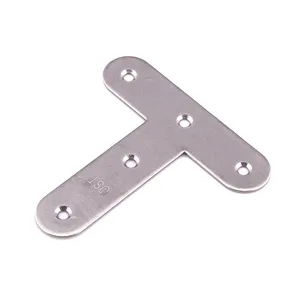 T-shape stainless steel plate with customized size and logo for furniture or frames, stamping metal plate in Dongguan factory