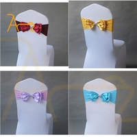 Vente en gros de housses de chaises de banquet personnalisées boucles d'arcs couverture nœud papillon de mariage ceintures de chaise extensibles en spandex