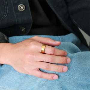7mm Minimalist Gold Plated Men <b>Rings</b> Stainless Steel Jewelry Custom <b>Blank</b> Finger <b>Ring</b> - Product Image 6