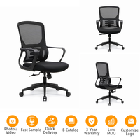 Chaise de bureau ergonomique pivotante et inclinable 854B-2 moderne à hauteur réglable en maille pour usage professionnel