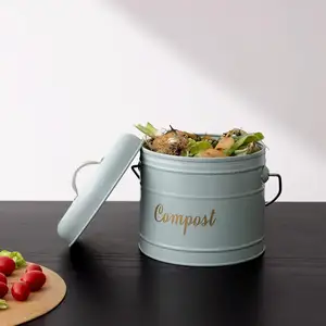 Vente en gros Poubelle de composteur de cuisine en métal galvanisé au design personnalisé Poubelle à compost Seau à compost