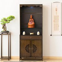 Table d'autel de méditation avec éclairage LED, armoire de rangement multifonctionnelle et tiroir, autel domestique pour la prière et le Pooja Mandir