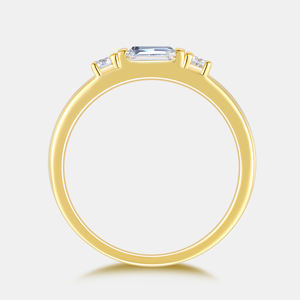 สง่างามฝรั่งเศส Baguette สองรอบตัด Moissanite แหวน925เงินสเตอร์ลิง18K ชุบทอง unisex แหวนหมั้นแหวนไมโคร - Product Image 3