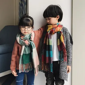 父母-孩子围巾冬季韩国女孩厚围巾男孩长野生围巾羊绒温暖 Scaef