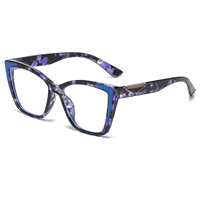 Gafas de Ojo de Gato Anti-Luz Azul para Mujer, Venta al por Mayor, Set de 4 Piezas, Patrón de Mármol, Montura Completa de PC, Lentes Transparentes, Gafas Decorativas de Moda