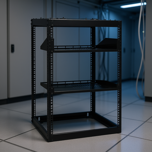 Rack de red de marco abierto 16U, 23 pulgadas de profundidad, estantes ventilados de acero, montaje en suelo o pared para equipos de red e informática - Product Image 2